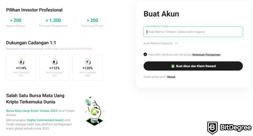 Review KuCoin: laman bikin akun KuCoin.