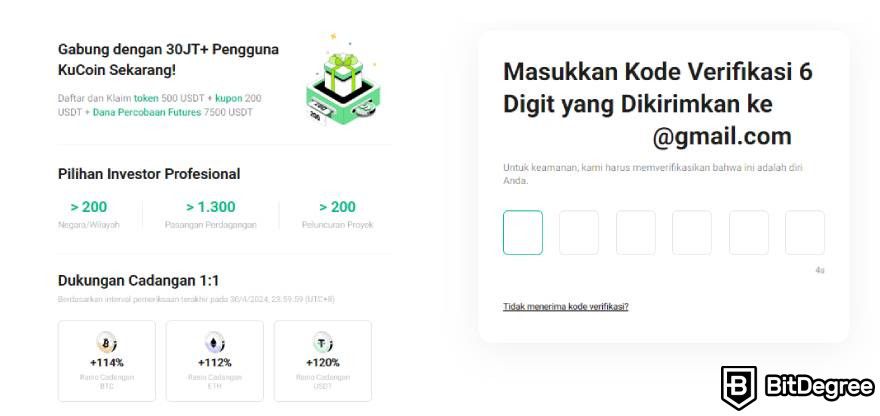 Review KuCoin: verifikasi email.