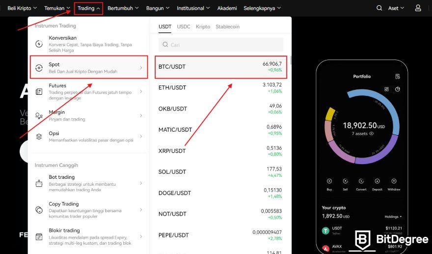 Review OKX: cara trading di OKX.