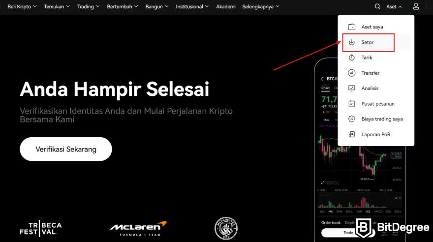 Review OKX: cara deposit di OKX.