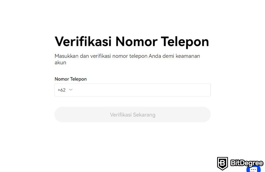 Review OKX: verifikasi nomor telepon.