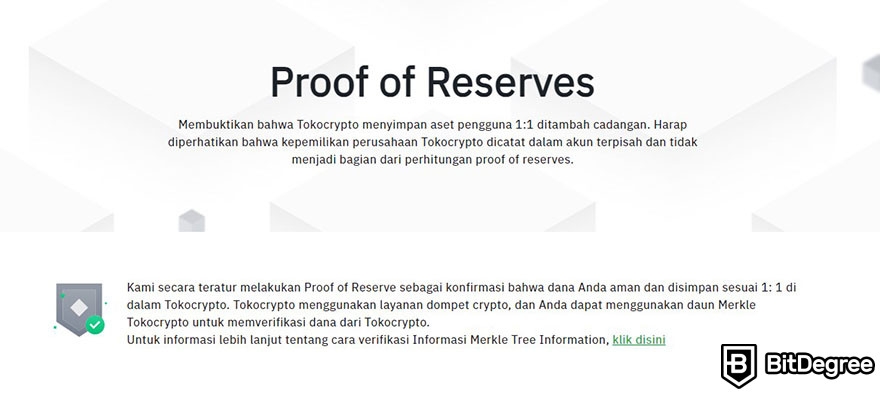 Review Tokocrypto: Proof of Reserves.