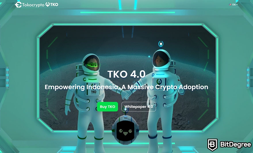 Review Tokocrypto: Landing page TKO token.