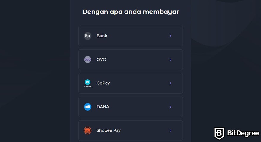 Review Triv: sebagian pilihan metode pembayaran yang tersedia di platform Triv.