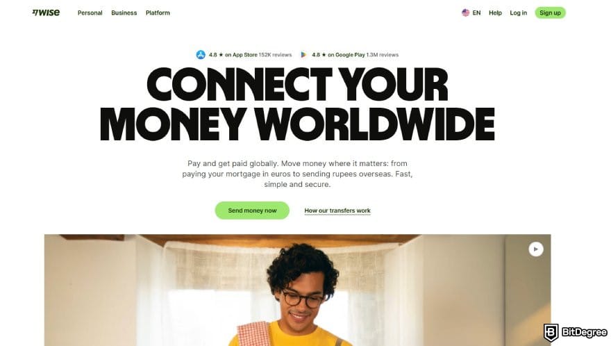 Revolut alternative: Wise homepage.