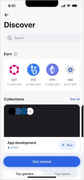 Revolut Crypto Review: Get started screen in the app.