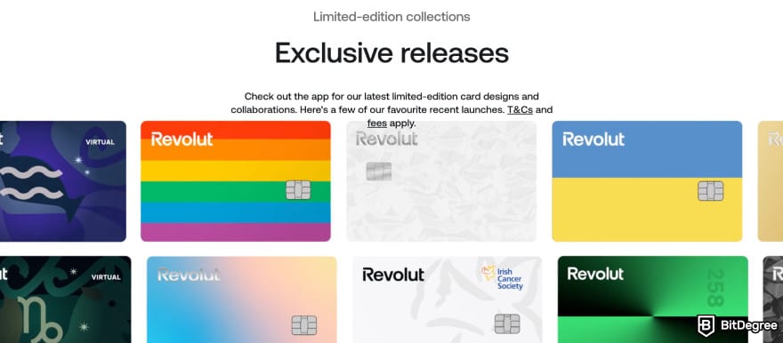 Revolut review: Revolut Cards page showing the limited editions. Revolut review: Revolut Cards page showing the limited editions.