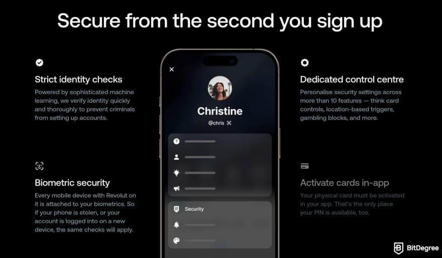 Revolut review: Revolut security page. Revolut review: Revolut security page.