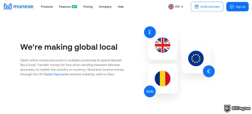 Rizon review: Monese global to local page.