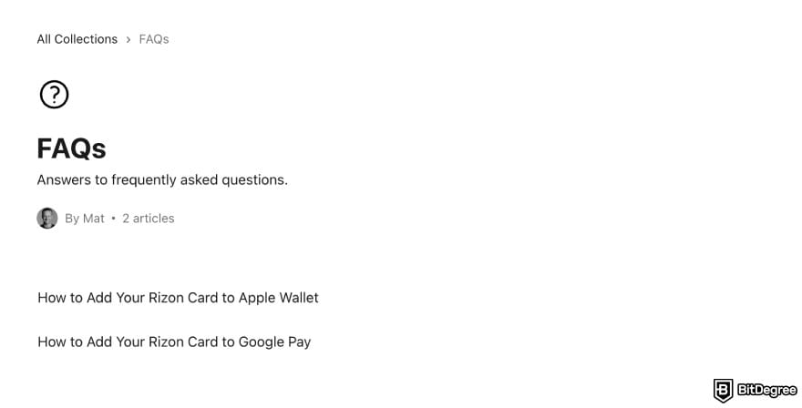 Rizon review: Rizon FAQ page.