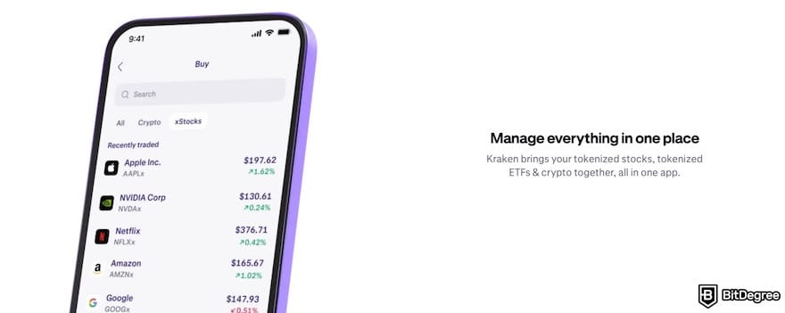 Robinhood vs Kraken: xStocks shown on a mobile device. Robinhood vs Kraken: xStocks shown on a mobile device.