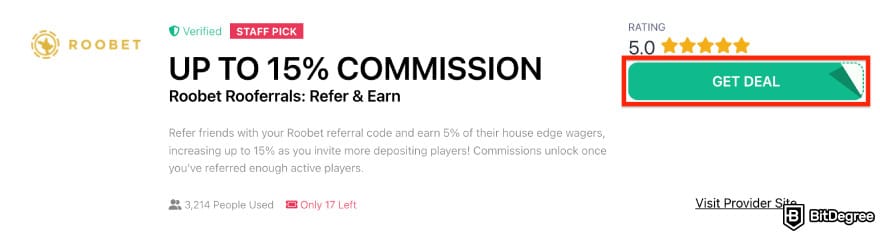 Roobet promo code: coupon example.
