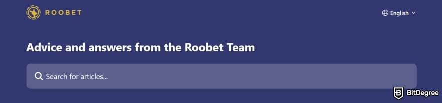 Roobet review: the platform's help center.