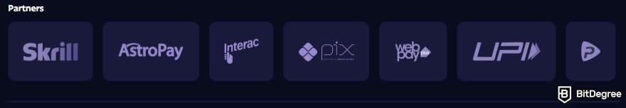 Roobet review: the casino payment's partners.