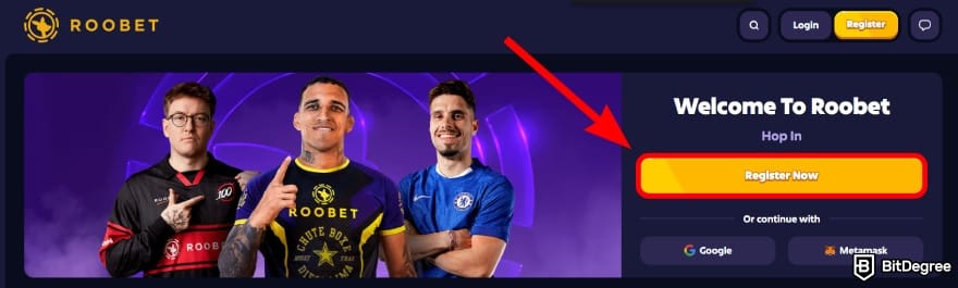 Roobet review: click on [Register Now].