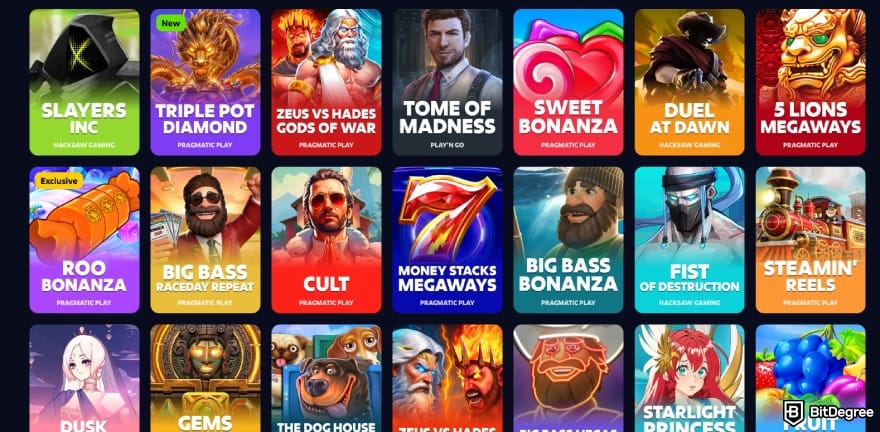 Roobet review: slot games on Roobet.