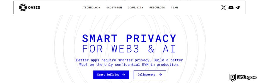 ROSE crypto price prediction: Oasis Network's homepage.