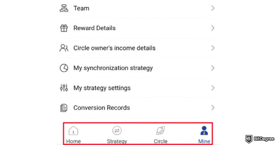 Royal Q review: the navigation tabs on Royal Q's mobile app.
