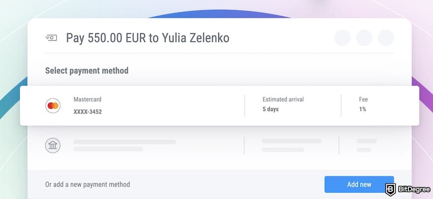 Safest way to send money: adding a payment method on Payoneer.