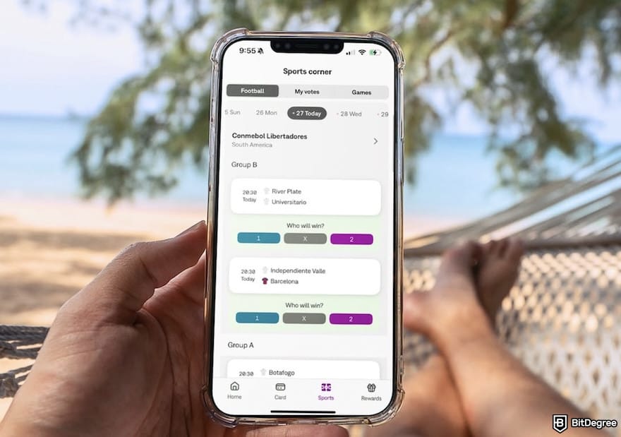 Safest way to send money: Skrill's mobile interface, showing its Sports corner page with sports schedules.