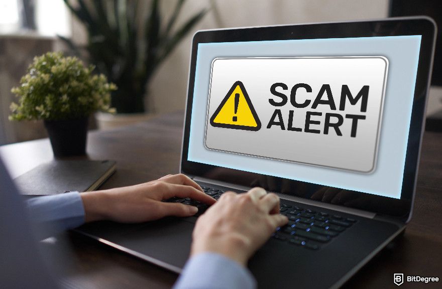 Safest way to store crypto: scam alert on desktop.