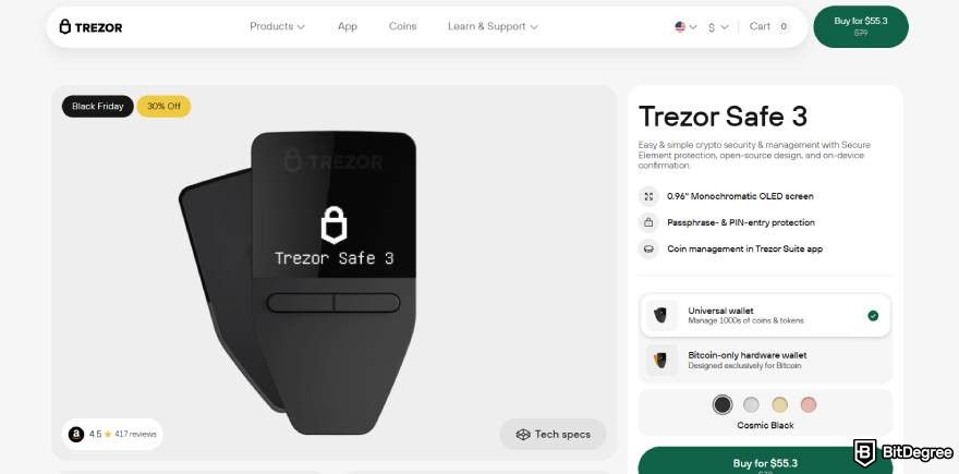 Safest way to store crypto: Trezor Safe 3.