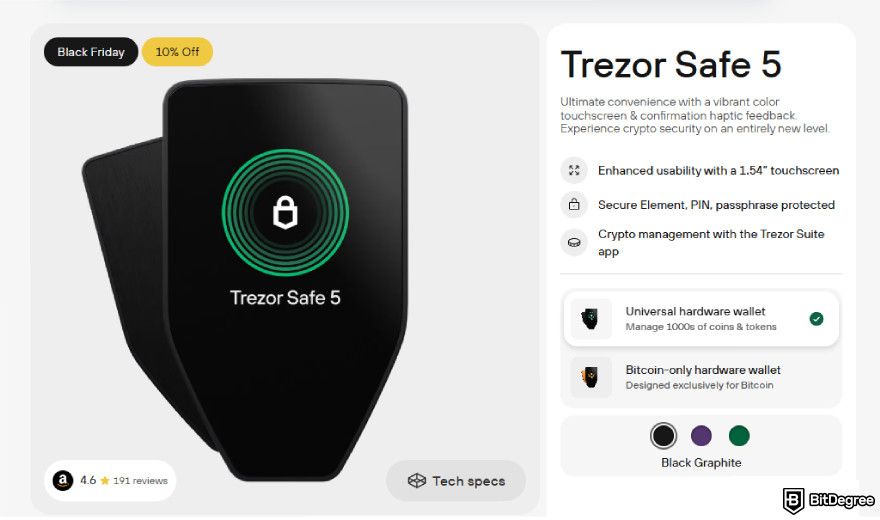 Safest way to store crypto: Trezor Safe 5.