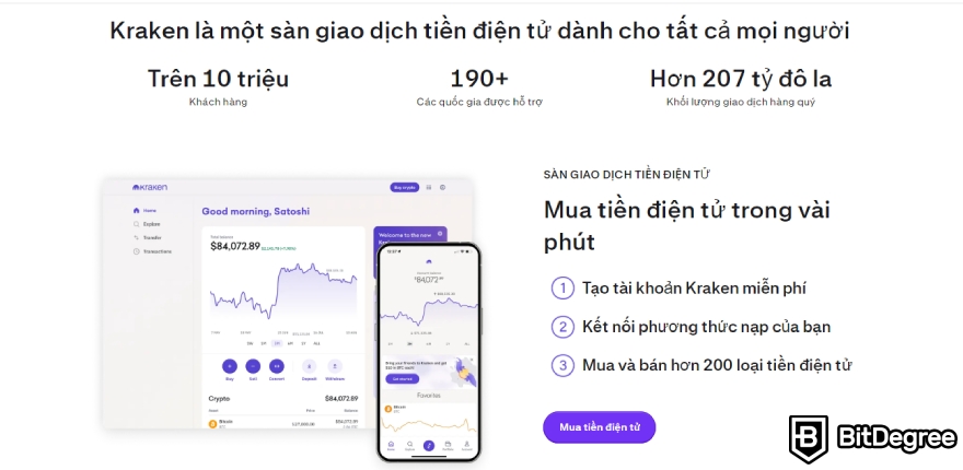 Sàn giao dịch tiền điện tử tại Việt Nam: Trang chủ Kraken.
