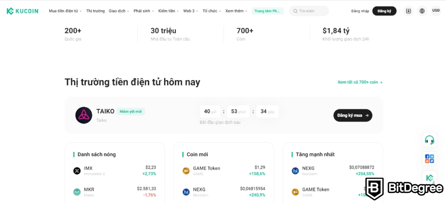 Sàn giao dịch tiền điện tử tại Việt Nam: Trang chủ KuCoin.