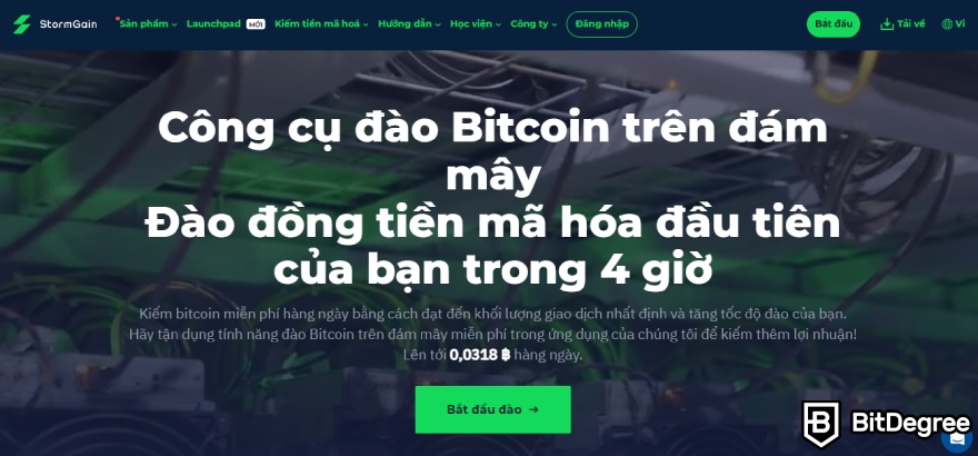 Sàn StormGain là gì: Đào Bitcoin.