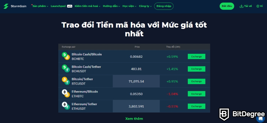 Sàn StormGain là gì: Trao đổi tiền mã hóa.