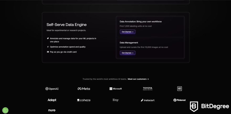 Scale AI review: self-serve data engine description.