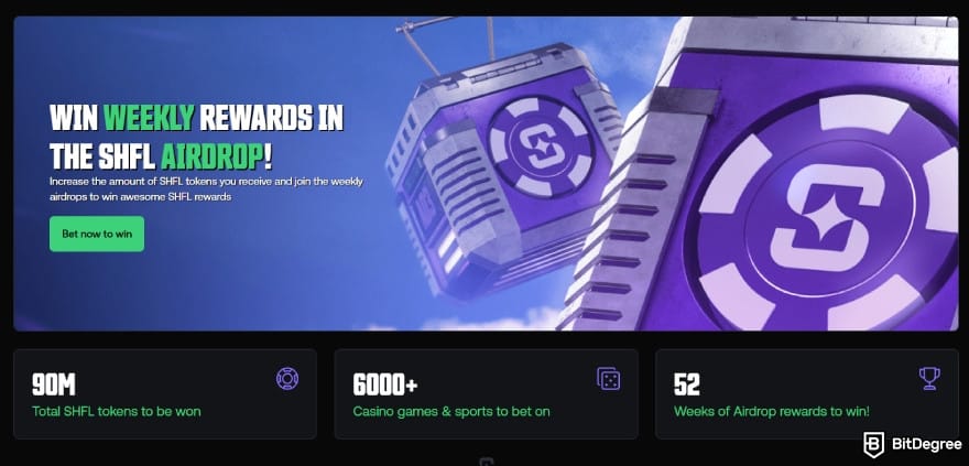 Shuffle casino review: SHFL Airdrop campaign.