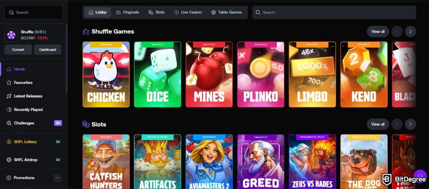 Shuffle casino review: find the game you want to play.
