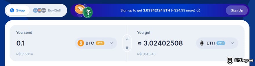 SimpleSwap promo code: SimpleSwap interface. SimpleSwap promo code: SimpleSwap interface.