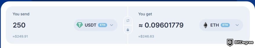 SimpleSwap review: the swap amount boxes on SimpleSwap's homepage. SimpleSwap review: the swap amount boxes on SimpleSwap's homepage.
