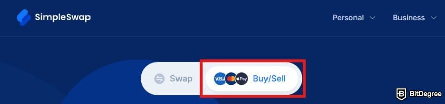 SimpleSwap review: the Buy/Sell menu on SimpleSwap's homepage. SimpleSwap review: the Buy/Sell menu on SimpleSwap's homepage.