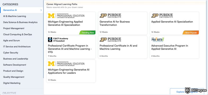 Simplilearn Reviews: course categories on Simplilearn.
