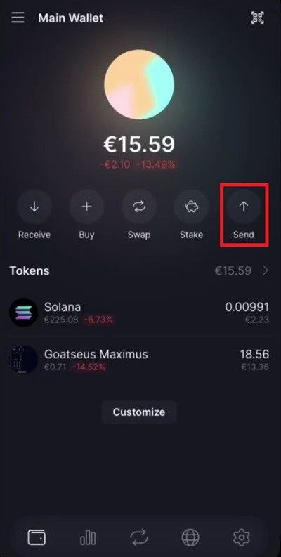 Solflare review: sending funds to another wallet or exchange.