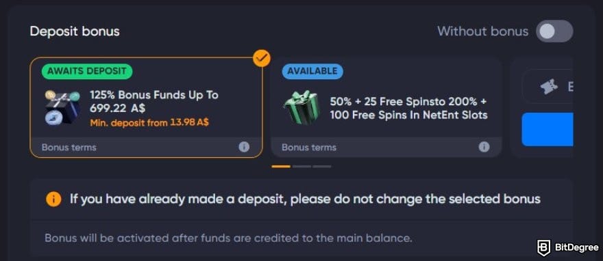 Spinarium casino review: Spinarium Casino's deposit bonuses.
