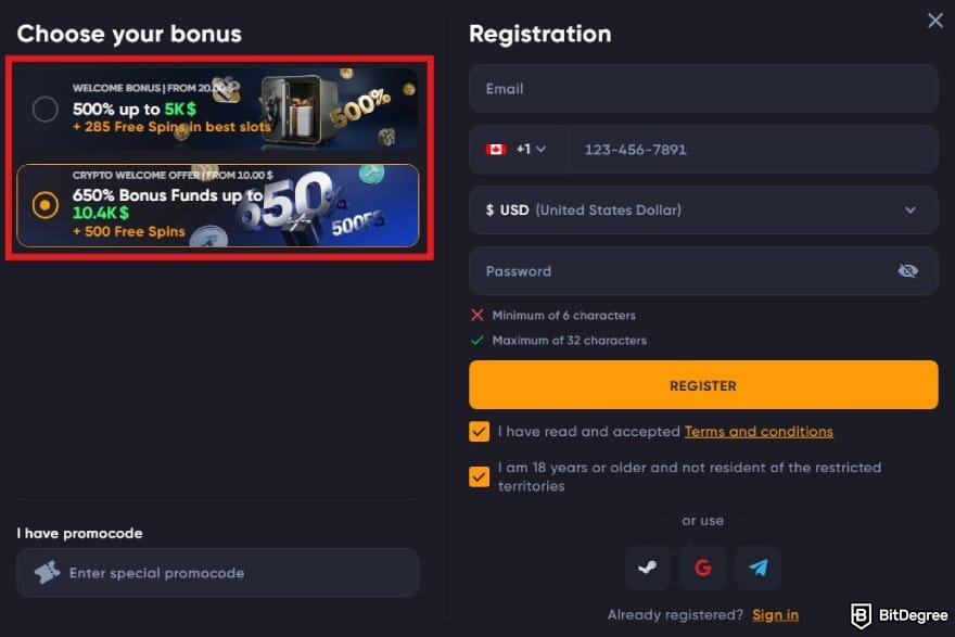 Spinarium promo code: the Sign Up window on Spinarium. Spinarium promo code: the Sign Up window on Spinarium.