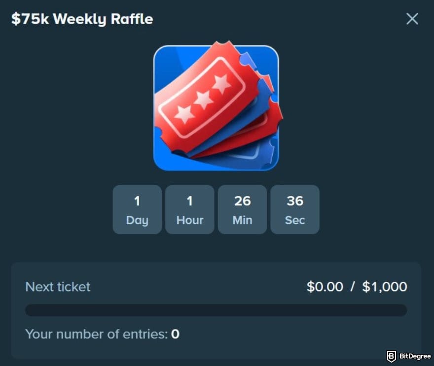 Stake casino review: the $75K Weekly Raffle on Stake.com.