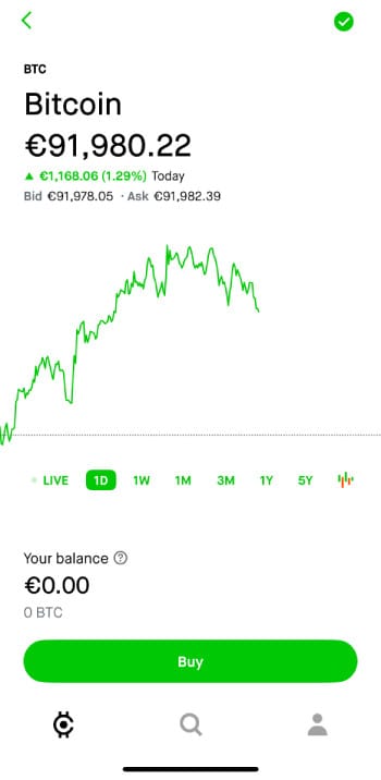 Stop loss in crypto: click Buy or Sell on Robinhood.