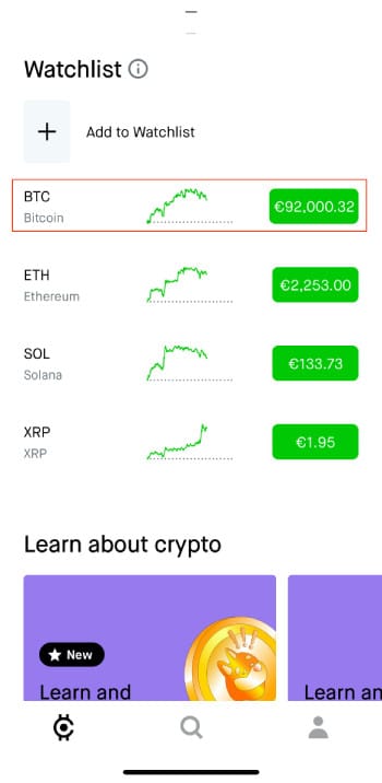 Stop loss in crypto: find the coin you want to buy or sell on Robinhood.