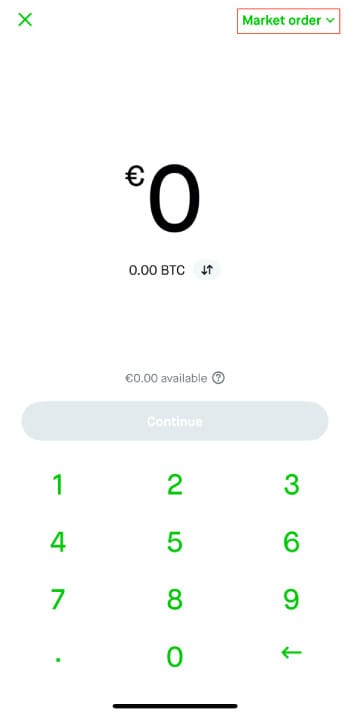 Stop loss in crypto: click on the order types on Robinhood.