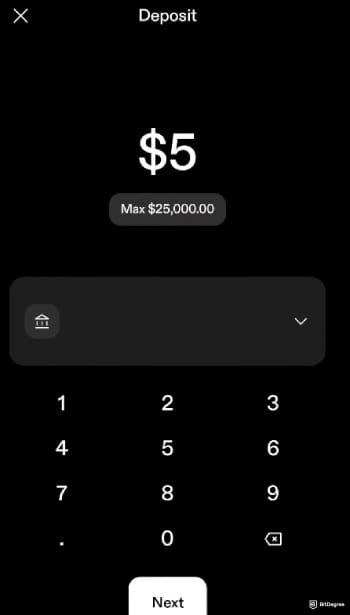 Strike crypto review: Strike asking you to enter the amount you want to deposit.