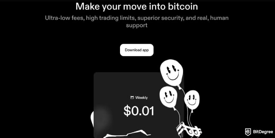 Strike crypto review: Strike stating it has low fees, high trading limits, and superior security.