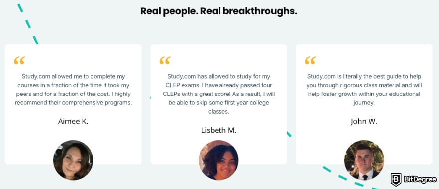 Study.com review: reviews left my Study.com users.