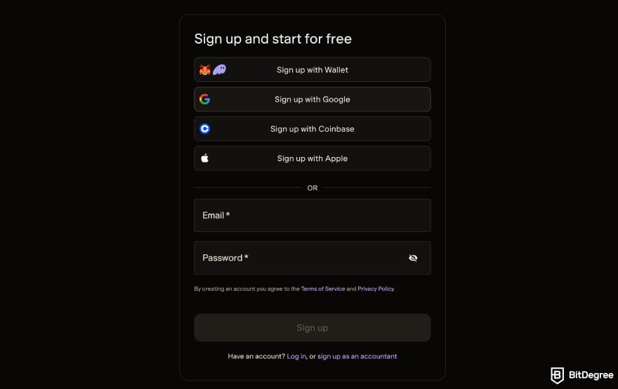 Summ review: the registration page.