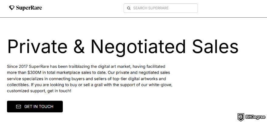 SuperRare review: private & negotiated sales.